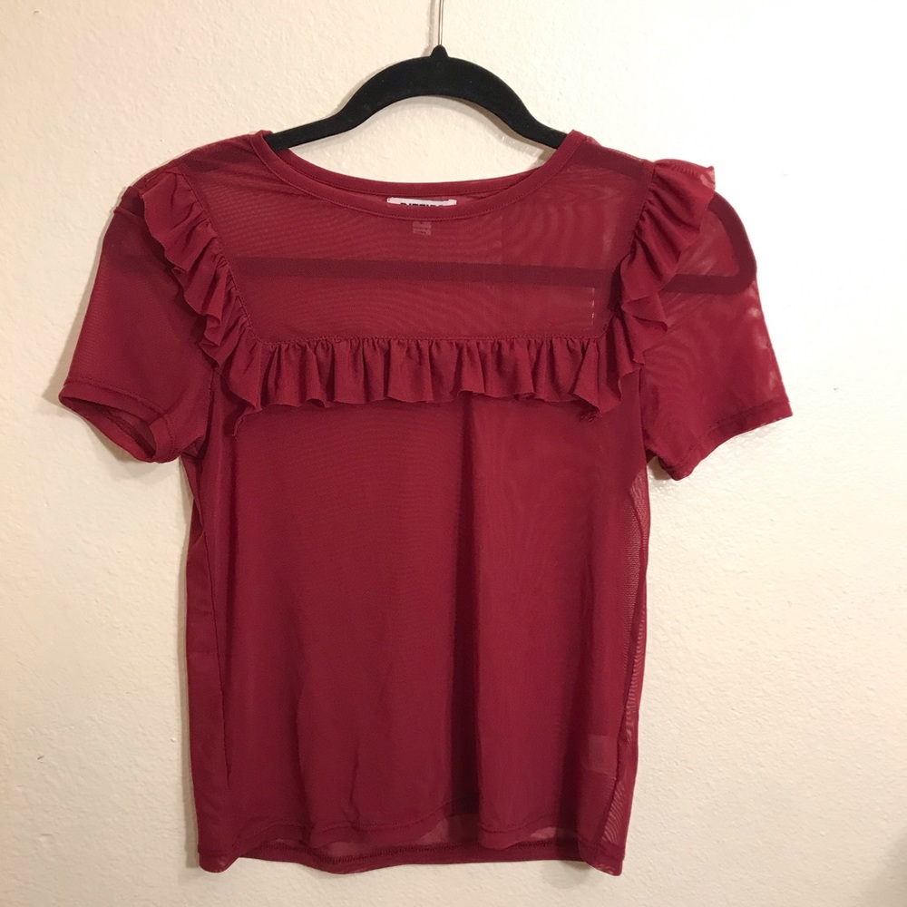 Dizzire Burgundy Sheer Top Small